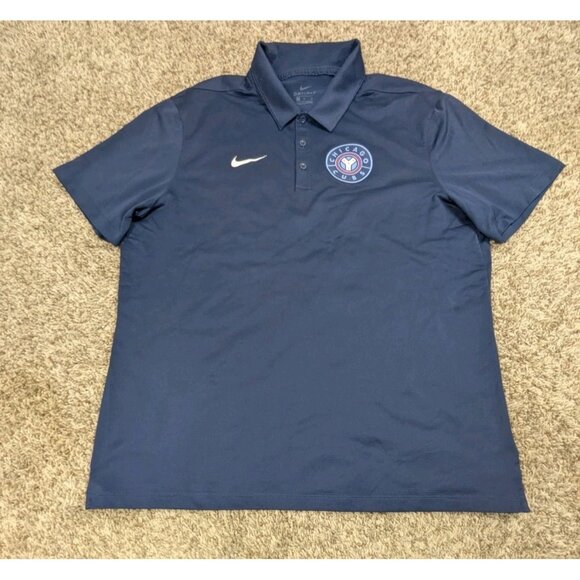 Nike Chicago Cubs Polo Shirt Mens XL Navy Blue Baseball Dri-Fit Performance - Picture 1 of 8